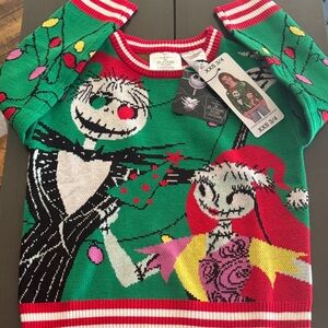 Disney Green and Red Nightmare Before Christmas Sweater